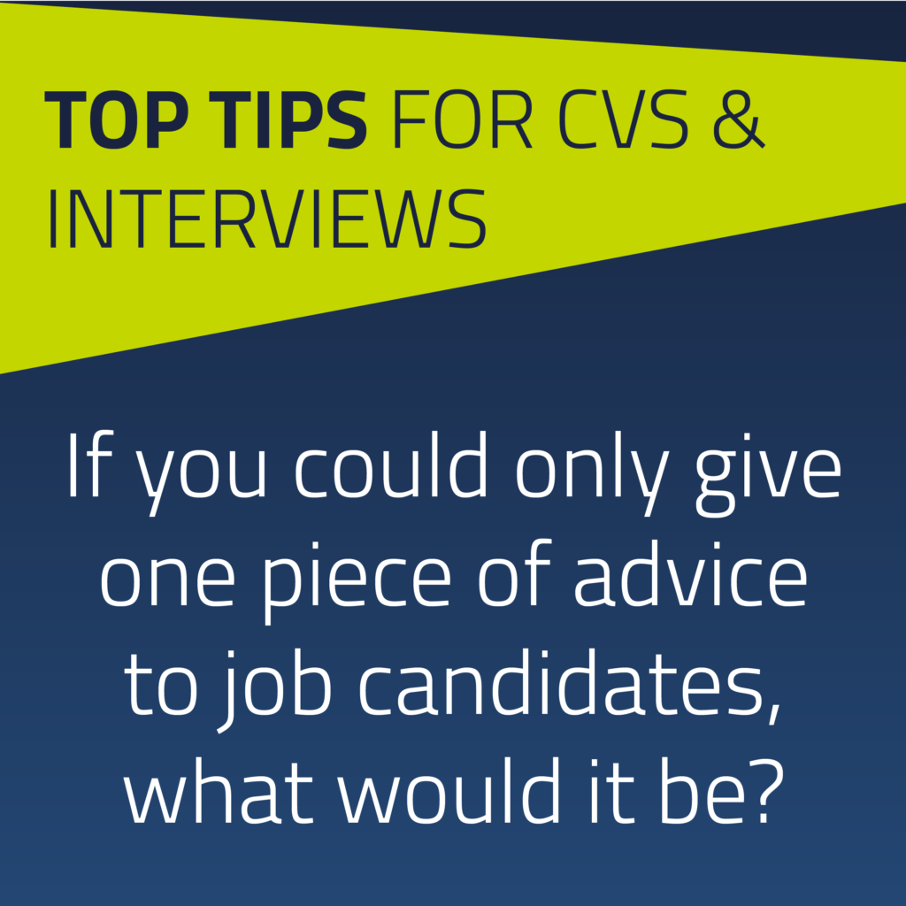 Infographic detailing top tips for writing CVs and doing interviews whilst job hunting
